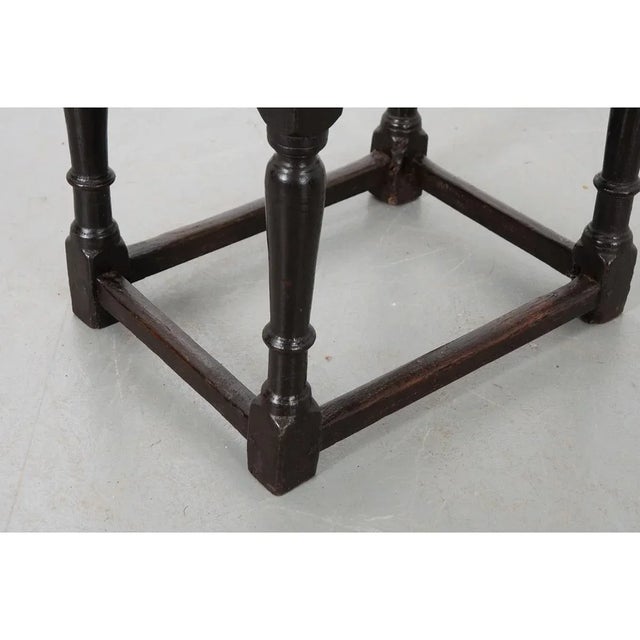 18th Century English 18th Century Ebonized Wood & Upholstered Stool For Sale - Image 5 of 7