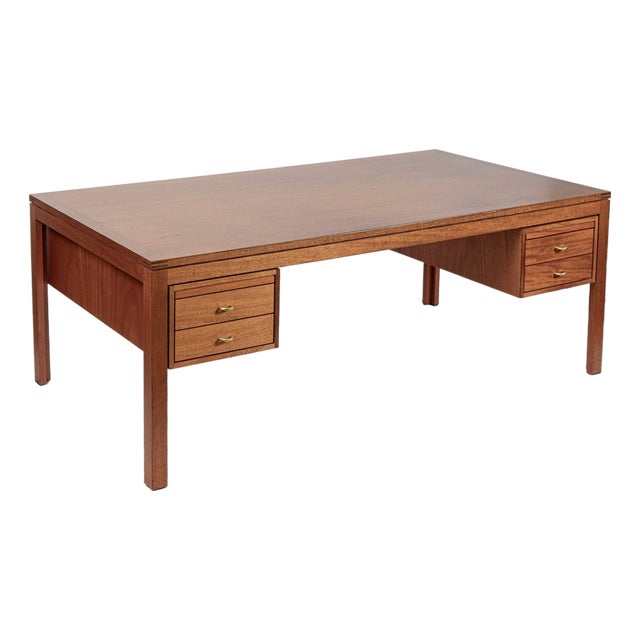 Large Mid Century Danish Modern Mahogany Wood Executive Desk, 2 Matching Avail For Sale