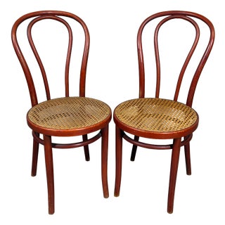 Vintage Chairs in Bent Wood and Vienna Straw, 1960s, Set of 2 For Sale