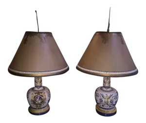 19th Century Italian Majolica Urns Converted to Lamps - A Pair