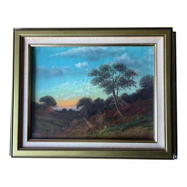 Vintage Signed Framed Sunrise Landscape For Sale