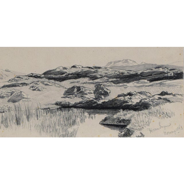 Realism 19th C Norweigian Landscape Drawing by Dutch American Artist Henry Van Ingen 1863 For Sale - Image 3 of 6
