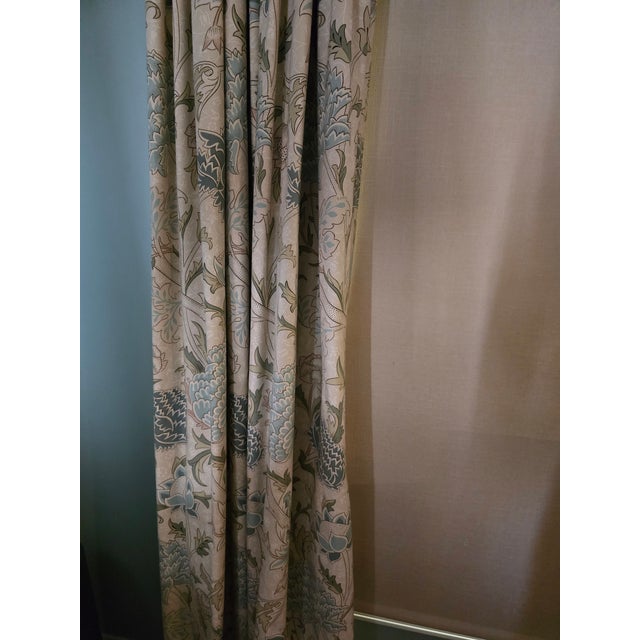 Sanderson Custom Drapery Panels – Original Morris & Co. Cray Design Block For Sale - Image 12 of 12