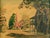 "Sunday Service, a lovely mid-century figurative village street scene by Frank Serratoni (American, 1908-1970), c. 1940s....