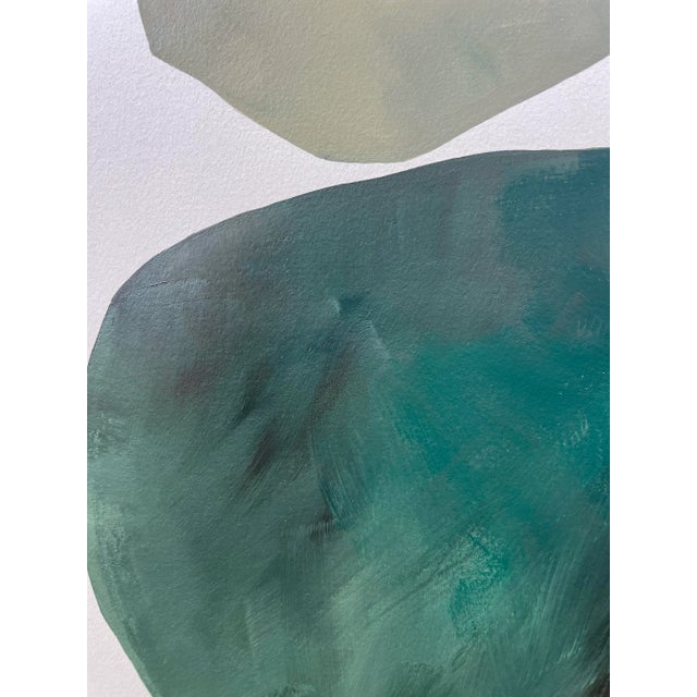 Abstract minimalist acrylic painting on French hand crafted cotton paper. Framed in gold frame. All works on paper are...