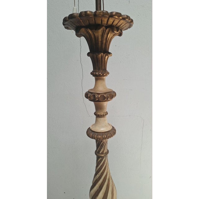 Gold Vintage Italian Carved & Giltwood Floor Lamp For Sale - Image 8 of 10