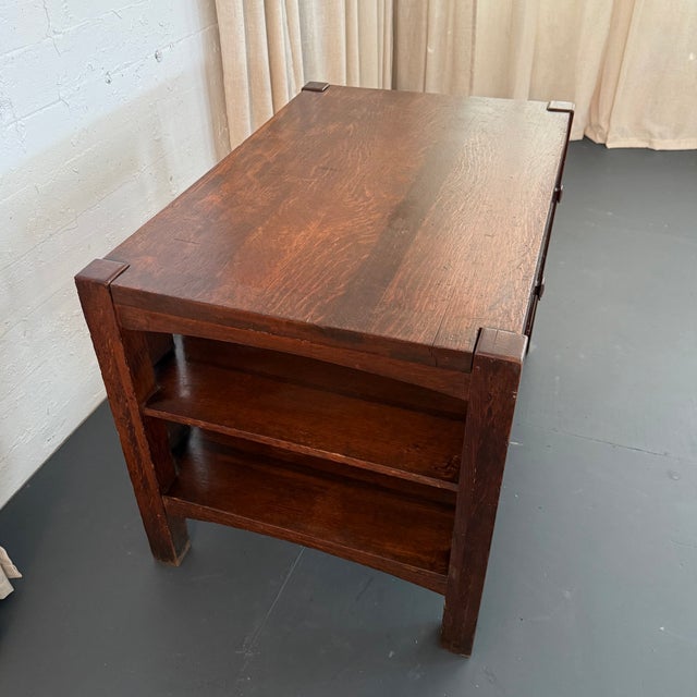 Stickley Brothers Style Arts & Crafts Double-Sided Desk With Bookshelves For Sale - Image 9 of 9