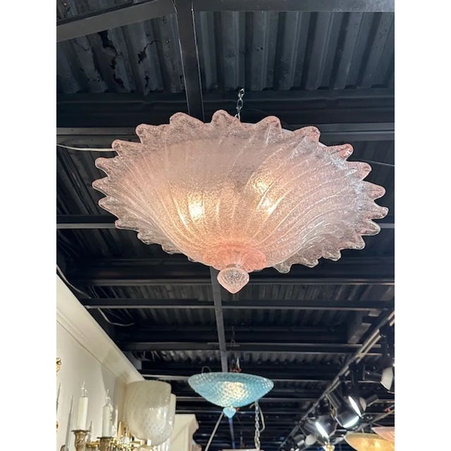 Modern Pink Murano Glass Flush Mount With "Granola" Glass For Sale - Image 3 of 5