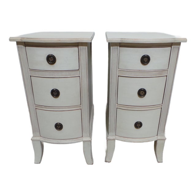 Gustavian Style 3 Drawer Nightstands For Sale