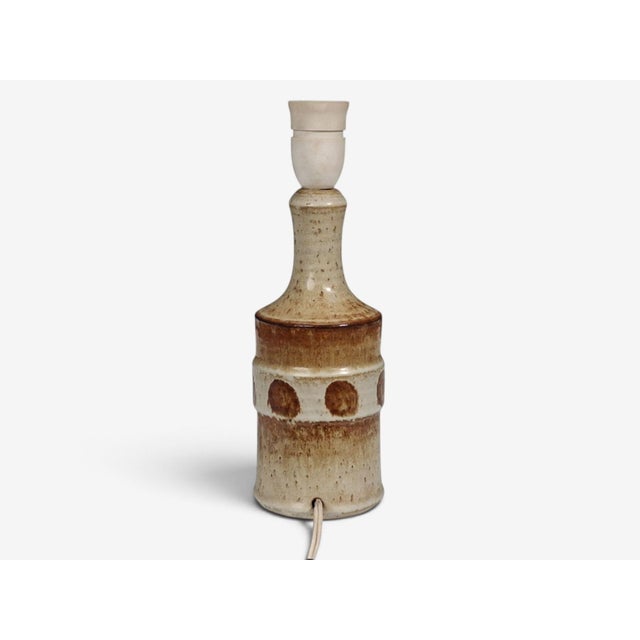 1960s Danish Modern Søholm Stentøj, Dotted Table Lamp, Beige Glazed Stoneware For Sale - Image 9 of 10