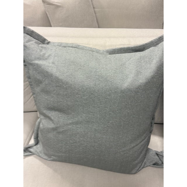 Striated Blue With White Ticking Stripe Throw Pillows, Set of Three For Sale In San Francisco - Image 6 of 12