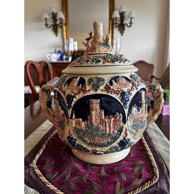 1954 Mid Century Modern German Gerz Castle Relief Stoneware Punch - Set of 7 For Sale - Image 4 of 10
