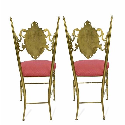 Mid-20th Century Neo-Classical Brass Chairs, Set of 2 For Sale - Image 4 of 9