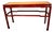 Swaim Attributed Hand Rubbed Cinnabar Finish With Natural Woven Raffia Top Console Table For Sale