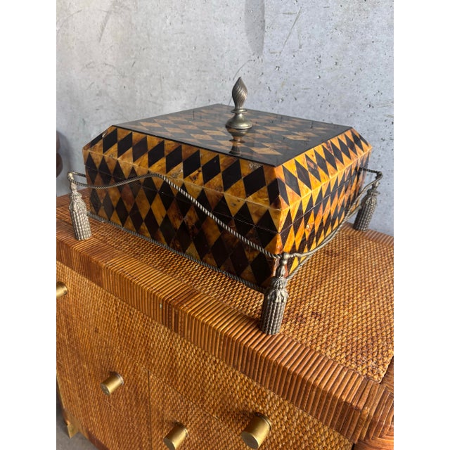 Vintage Maitland-Smith Penshell Decorative Box With Rope Tassel Base For Sale - Image 9 of 10