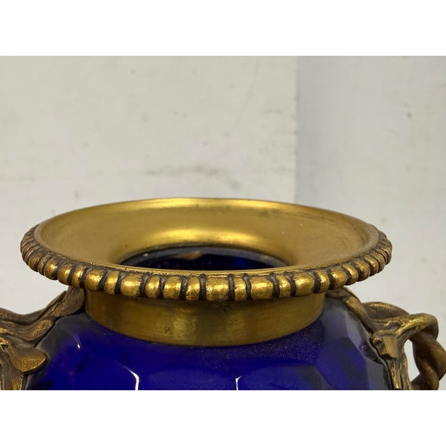 Swedish Neoclassical Gilt Bronze-Mounted Cobalt Blue Vases, Pair For Sale In San Francisco - Image 6 of 12