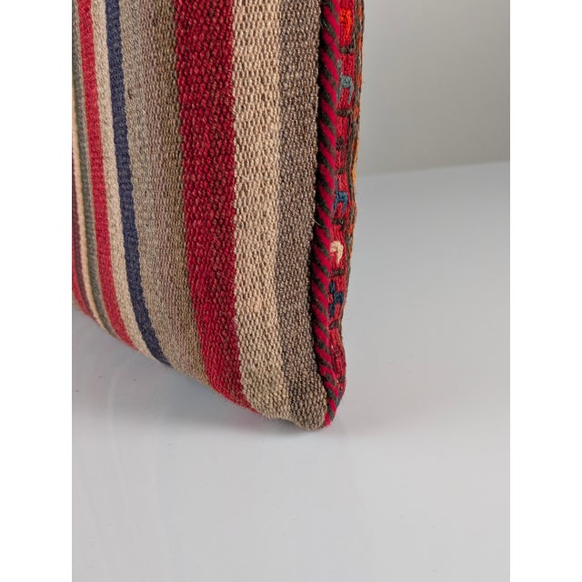 Large Mid-Century Caucasian Wool Kilim Soumak Floor Cushion, 1950s For Sale - Image 9 of 18