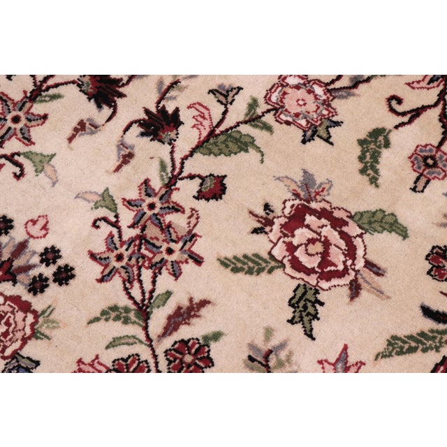 Textile Art Nouveau 1990's Kashan Pak-Persian Beige/Black Wool Round Rug- 6'2'' X 6'3'' For Sale - Image 7 of 9