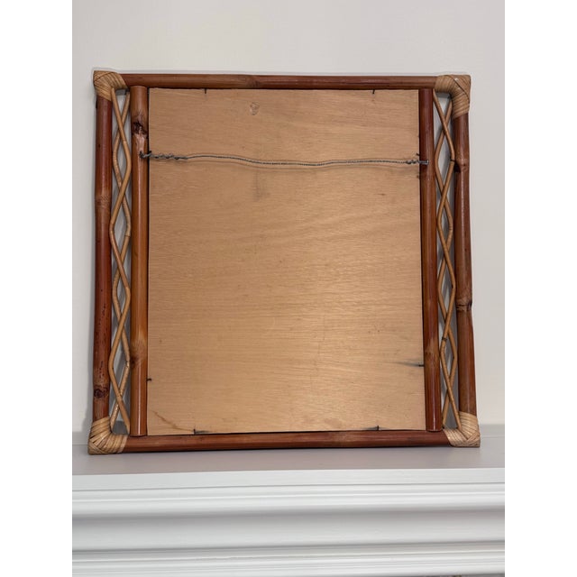 Mid-Century Italian French Riviera Style Bamboo & Rattan Wall Mirror Styled After Franco Albini For Sale - Image 12 of 12