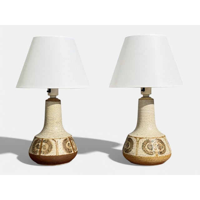 Mid-Century Modern Svend Aage Jensen, Table Lamps, Beige Stoneware, Denmark, 1960s For Sale - Image 3 of 11