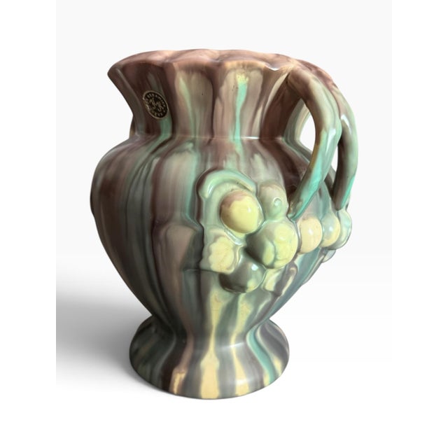 Mid 20th Century Vintage Kråkerøy Keramikk Sculptural Fruit Motif Vase With Double Handles For Sale - Image 5 of 10