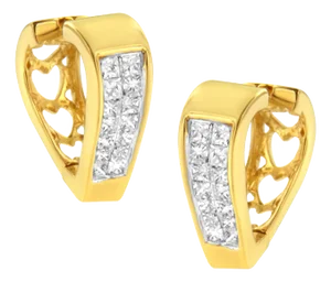 14K Yellow Gold Diamond Huggy Earrings