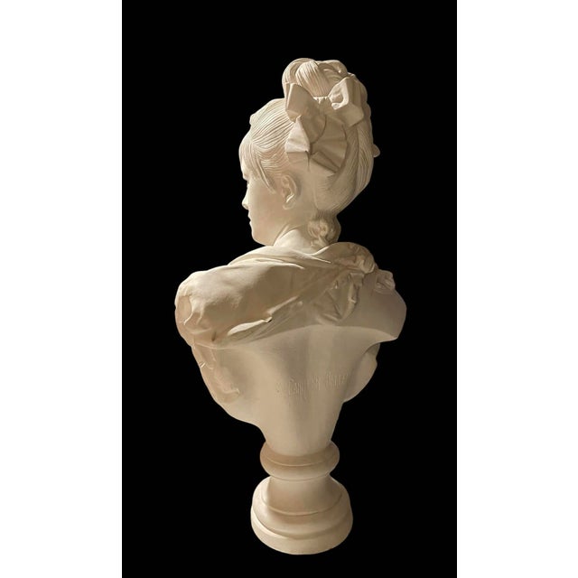 Sculpture Materials Mid 19th Century Plaster Bust of a Young Lady by A. Carrier Belleuse For Sale - Image 7 of 15
