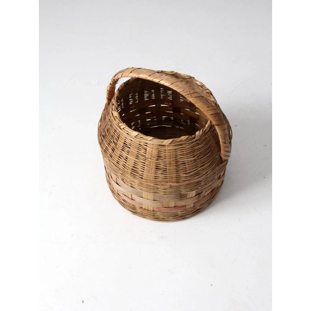 Antique Woven Carrying Basket For Sale - Image 6 of 11