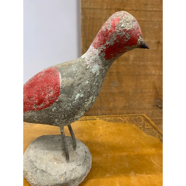 Folk Art Early 20th Century Antique Handmade Concrete Bird Figure For Sale - Image 3 of 7