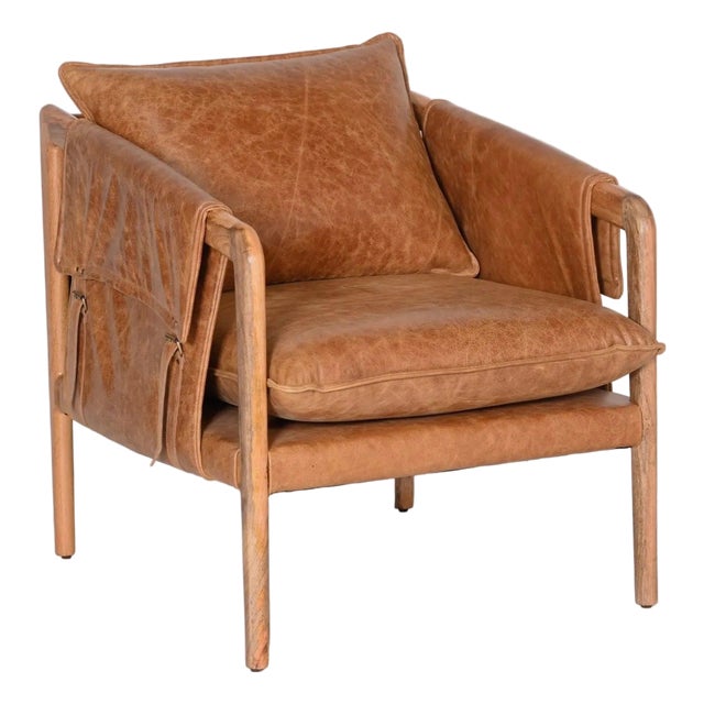 Hadlow Brown Leather Accent Chair by Loomlan For Sale