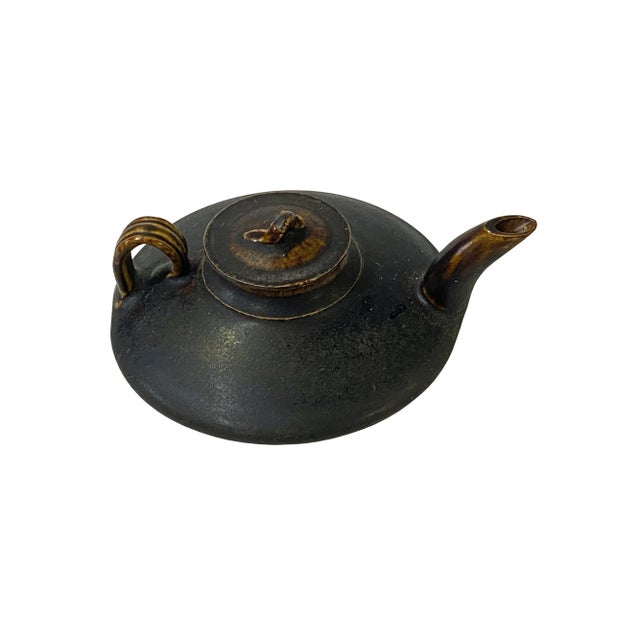 2020s Chinese Ware Brown Black Glaze Ceramic Teapot Art Display For Sale - Image 5 of 6
