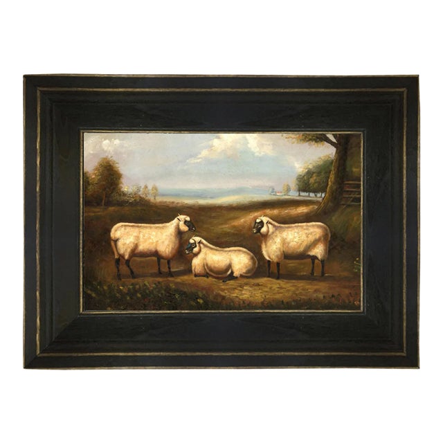 Three Prized Sheep Framed Oil Painting Reproduction Print on Canvas For Sale
