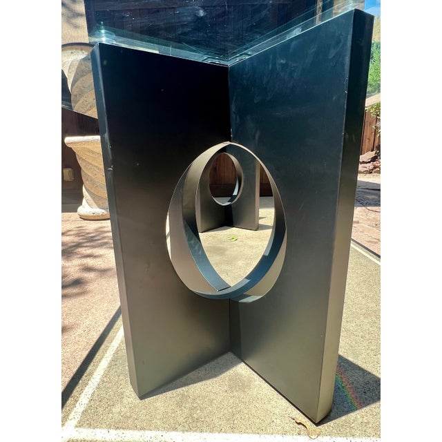 Early 21st Century Oversized Contemporary Sculptural Steel & Thick Glass Dining or Conference Table, 8’ For Sale - Image 5 of 7
