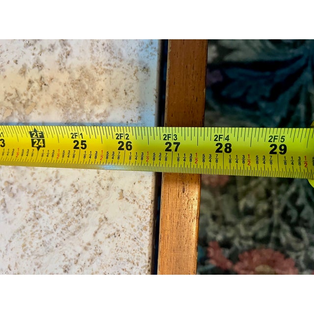 Wood 1960s Mid-Century Travertine Coffee Table, Real Stone Top, Waterfall Wood Base For Sale - Image 7 of 8