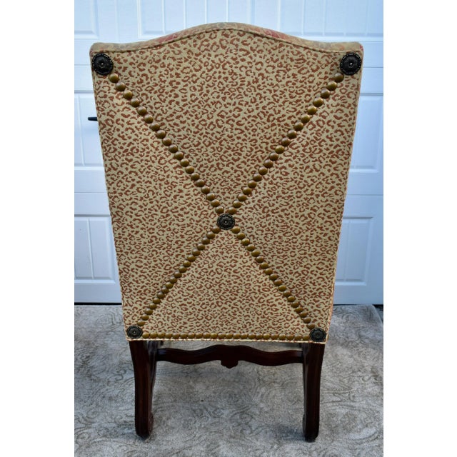 Laneventure Wood Arm Chairs Tudor Style Carved Stretcher Base Vintage Pair For Sale - Image 9 of 12