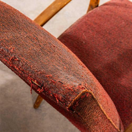Brown Armchair in Rust Bouclé Fabric by Jaroslav Šmídek, 1950s For Sale - Image 8 of 9