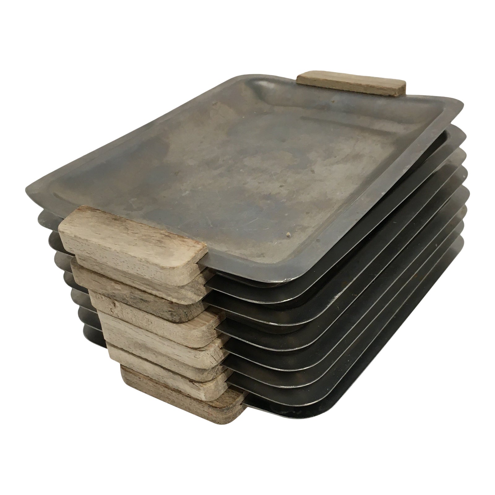 Mid 20th Century Japanese MidCentury Metal Snack Trays Set of 8 Chairish