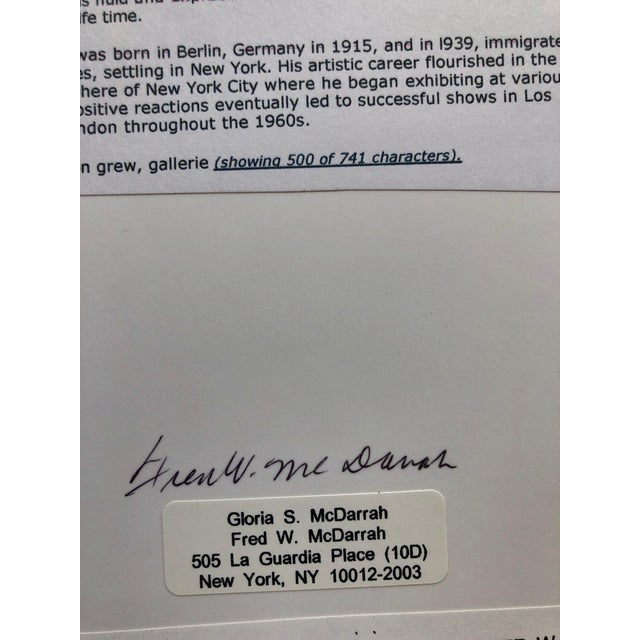 1950s Fred McDarrah, Vintage Print Silver Gelatin Signed Photograph Friedl Dzubas New York Artist, 1959 For Sale - Image 5 of 6