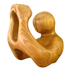 Vintage Hand Carved Wood Abstract Sculpture