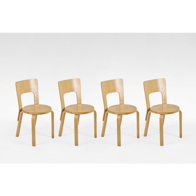 Wood Model 66 Dining Chairs by Alvar Aalto for Artek, Finland, 1930s, Set of 4 For Sale - Image 7 of 7