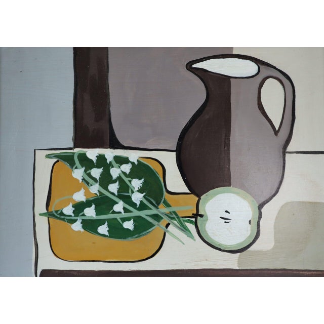 Brown Contemporary 'Lily of the Valley & Jug' Original Still Life Oil Painting, Framed For Sale - Image 8 of 11