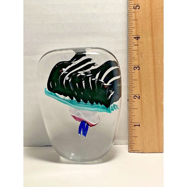 Set of Three 1990s Schmidt Rhea Signed Handblown Art Glass Abstract Paperweights For Sale - Image 9 of 10
