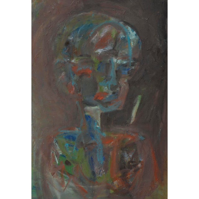A figurative abstract painting on masonite by San Francisco, California area artist Daniel David Fuentes (American,...