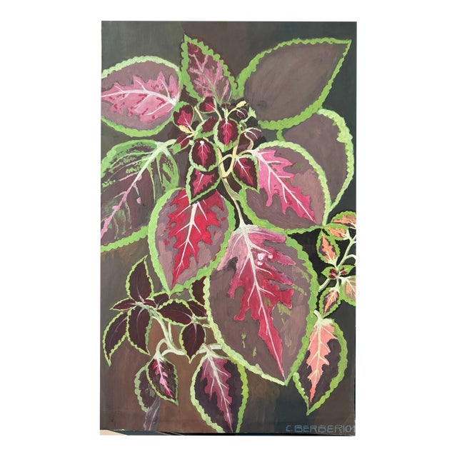 Carl H. Berberich, Coleus Plant Still Life, Oil Painting on Canvas For Sale