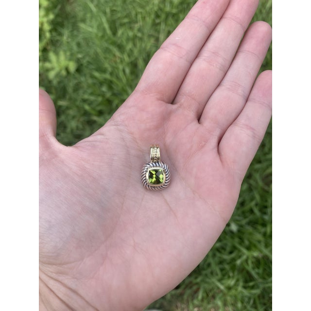 David Yurman Peridot Pendant, Sterling Silver & 14k Yellow Gold, Width .5 In For Sale - Image 4 of 4