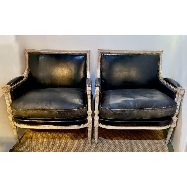 Pair Louis XVI/Directoire Bergeres, Late 18th Century or Early 19th Century For Sale - Image 16 of 16