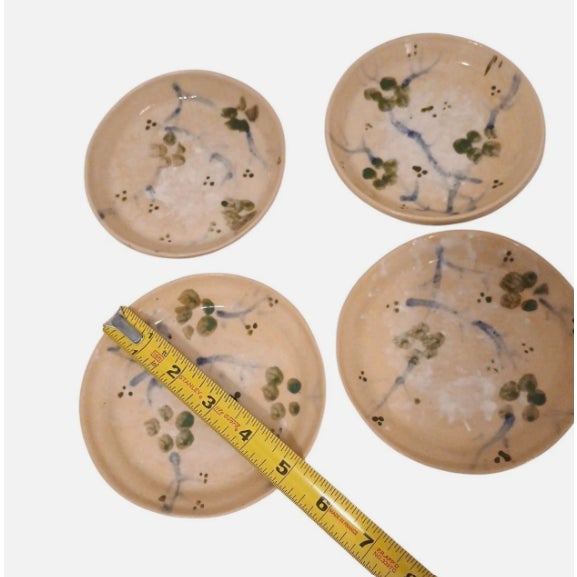2000 - 2009 Vintage Asian Pottery Sushi Plates Oriental Cherry Blossom Floral Hand Painted - 8 pcs For Sale - Image 5 of 9