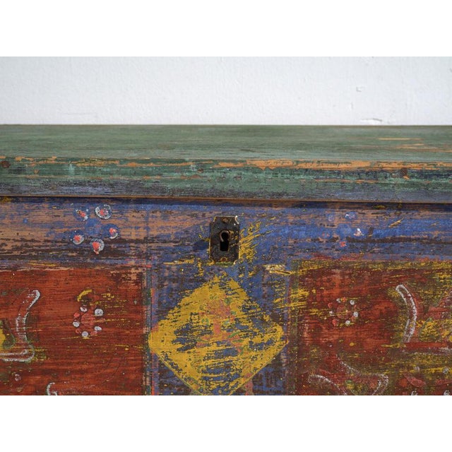 Antique Red Colored Trunk in Wood For Sale - Image 10 of 13