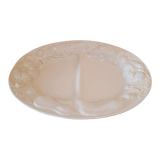 Vintage Ipatrizi Platter, Double Sided Ceramic With Embossed Relief, Made in Italy. Holiday Serveware. 16.75" Large Platter. For Sale