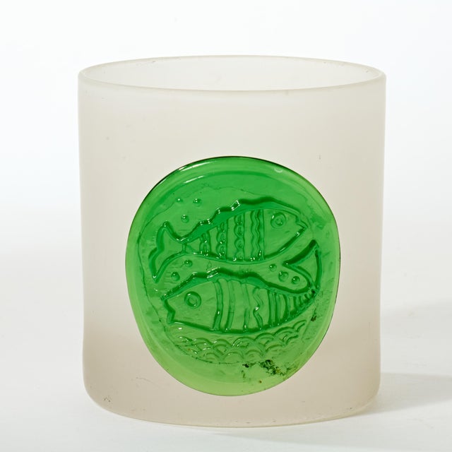 Mid 20th Century Highball Glasses With Green Glass Embellishment - Set of 6 For Sale - Image 9 of 9